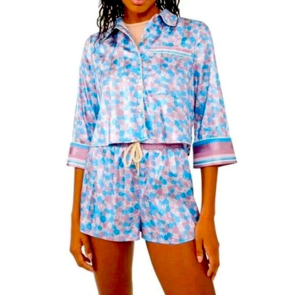 NWT Free People Pillow Talk PJ SET color cool lavender combo - Picture 1 of 4